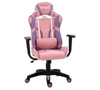Chaise gaming Chaise de bureau ergonomique Vinsetto, pivotante, coussin lombaire massant réglable, hauteur réglable, rose + mousse