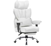 Chaise gaming COMHOMA, chaise de bureau ergonomique, chaise de bureau avec accoudoirs réglables, soutien lombaire à ressorts ensachés 150 kg, blanc