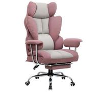 Chaise Gaming - COMHOMA - Chaise Gaming Réglable - Rose - Repose-pieds télescopique - Hauteur 50-57 cm