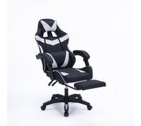 CONCEPT USINE | Chaise de Bureau Gaming Ergonomique ALTAIR Noir/Blanc | Dossier Inclinable 135° | Repose-Pied Déployable | Hauteur Réglable | Coussins Lombaires et Tête | Assise Confort Haute Densité