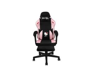 Chaise gaming de bureau Konix Hello Kitty coussin lombaire mousse mémoire 0-150° avec repose-pied base classe 4 360° Noir/Rose