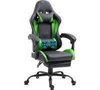 GEMANI Fauteuils de bureau Fauteuils de jeu Fauteuil de jeu ergonomique avec repose-pieds Coussin lombaire de massage 02-0042GN