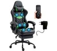 Chaise Gaming Delman, fonction de massage par vibration, Cuir synthétique, 37GN Vert Vert G
