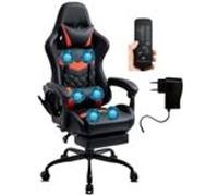 Chaise Gaming Delman, fonction de massage par vibration, Cuir synthétique, 37RD Rouge Rouge