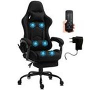 Chaise Gaming Delman, fonction de massage par vibration, Housse en tissu, 36BK Noir