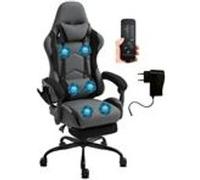 Chaise Gaming Delman, fonction de massage par vibration, Housse en tissu, 36HS Gris