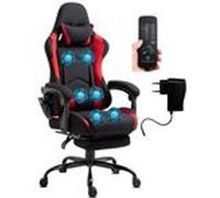 Chaise Gaming Delman, fonction de massage par vibration, Housse en tissu, 36RD Rouge Rouge