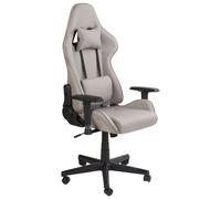 Chaise Gaming en Tissu Ergonomique avec Accoudoirs Réglables Beige Warrior