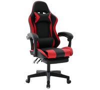 Chaise Gaming Ergonomique en Similicuir avec Repose-Pieds, Fauteuil de Bureau Inclinable Confortable, Pied en Nylon Delman Rouge
