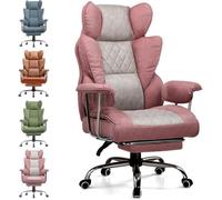 GTPLAYER Chaise Gaming, Ergonomique Fauteuil de Bureau avec Support Lombaire à Ressorts ensachés, Siège Large avec Accoudoirs Souple et Repose-Pieds, Réglable en Hauteur Tissu technologique Rose