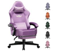 GTPLAYER Chaise de Gaming - Respirante - Ergonomique - Tissu de qualité supérieure - Chaise Ergonomique en Polycarbonate -Dossier réglable à 160° et Repose-Pieds Extensible -Charge 180 kg-Violet clair
