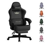 GTPLAYER Chaise de Gaming - Respirante - Ergonomique - Simili Cuir de qualité supérieure - Chaise Ergonomique en Polycarbonate - Dossier réglable à 160° et Repose-Pieds Extensible - Charge 180 kg-Noir