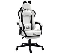 Chaise gaming ergonomique - HOMCOM - avec Oreilles de Chat repose-pieds appui-tête - dossier inclinable hauteur réglable - blanc