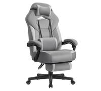 Chaise Gaming Ergonomique - Repose-Pieds - Coussin Ajustable - Support Lombaire - Gris Ardoise/Tourterelle