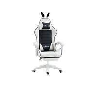 Chaise gaming fauteuil gamer inclinable réglable repose-pied rétractable oreilles de lapin amovibles noir blanc Noir