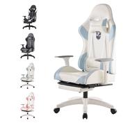 Chaise Gaming - FOXSPORT - Chaise de jeu ergonomique-avec repose-pieds-accoudoirs3d-Chevalier de la lune- charge 200 kg-bleu