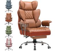 Chaise gaming - GTPLAYER - Ergonomique - Cuir marron - Support lombaire à ressorts ensachés - Repose-pieds rétractable