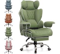 GTPLAYER Chaise Gaming, Bureau Soutien Lombaire Ressorts, siège Large accoudoirs Souple, Repose-Pieds, Hauteur réglable, Supporte 180 kg, Tissu Vert