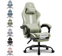 GTPLAYER Chaise Gaming, Chaise de Gamer, Chaise de Bureau Respirante en Tissu de Haute Qualité, Chaise PC Ergonomique, Chaise de Bureau Réglable et Pivotante avec Repose-Pieds, Supporte 150 kg, Vert