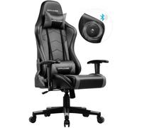 Chaise Gaming - GTPLAYER - Music - Haut-parleur Bluetooth - Design ergonomique - Cuir PU gris réglable