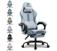 GTPLAYER Chaise Gaming, Chaise de Gamer, Chaise de Bureau Respirante en Tissu de Haute Qualité, Chaise PC Ergonomique, Chaise de Bureau Réglable et Pivotante avec Repose-Pieds, Supporte 150 kg, Gris