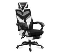 Chaise gaming HUZARO COMBAT 5.0 Blanc, Hauteur réglable, Chaise bureau, Support Lombaire, Repose-pieds, Têtière, Pc gaming