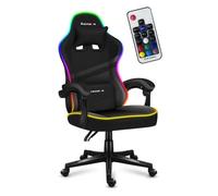 Chaise gaming HUZARO FORCE 4.4 LED RVB Noir, Hauteur réglable, Support Lombaire, Têtière, Chaise bureau, Ergonomique, Pc gaming