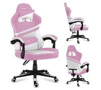 Chaise gaming - HUZARO - Force 4.4 - Rose et blanc - Ergonomique - Accoudoirs rembourrés