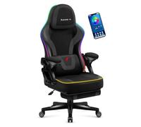 Chaise gaming HUZARO FORCE 4.6 - Noir LED RVB - Repose-pieds et éclairage RGB LED - Ergonomique
