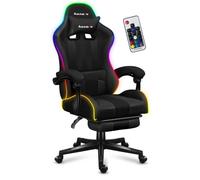 Huzaro Chaise de gaming Force 4.7 – Éclairage LED RVB, ergonomique, 140 kg, accoudoirs, noir