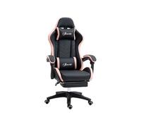 Vinsetto Chaise Gaming Ergonomique Repose-Pieds Télescopique Rose | Fauteuil Gaming Ergonomique, Dossier Inclinable à 135°, Appui-Tête Réglable, Soutien Lombaire, 360° Rotatif, Similicuir