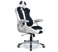 Chaise gaming IXION blanche et noire confortable