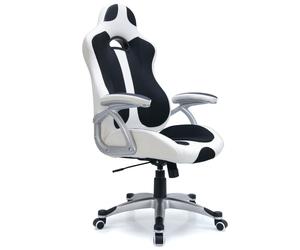 Chaise gaming IXION blanche et noire confortable