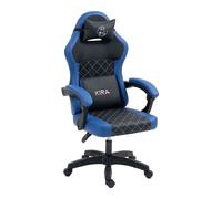 Kugoo Chaise gaming Kira Katana - PU, appui-tête détachable, coussin lombaire Bleu et Noir