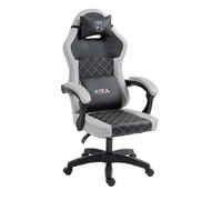 Chaise gaming Kira Katana dossier haut, coussins lombaire et nuque, simili cuir, gris/noir