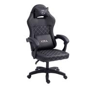 Chaise gaming Kira Katana dossier haut PU cuir simili matelassé diamant coussins tête et lombaire accoudoirs rembourrés Noir