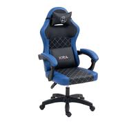 Chaise gaming Kira Katana Fauteuil bureau racing PU appui-tête détachable coussin lombaire Bleu et Noir