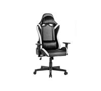 Mars Gaming MGC-Pro, Chaise Gaming Professionnelle, Finition Cuir PU, Accoudoirs 2D et Dossier Inclinable 135°, Coussins Lombaire et Cervical Soft-Touch, roulettes XL et Ressort Gaz Classe 4, Blanc