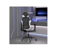 Chaise gaming massante Noir et blanc Similicuir