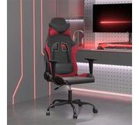 Chaise gaming massante Noir et rouge bordeaux Similicuir Rouge G
