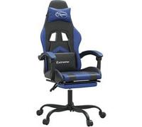 Vidaxl Chaise De Jeu Pivotante Et Repose-Pied Noir Et Bleu Similicuir
