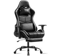 Chaise Gaming pour Adulte, Chaise de Bureau Ergonomique avec Dossier réglable, Fauteuil Gaming avec Appui-tête et Soutien Lombaire, Siege Gaming Rotatif avec Accoudoir (Premium-Noir)