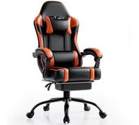 Chaise Gaming pour Adulte, Chaise de Bureau Ergonomique avec Dossier réglable, Fauteuil Gaming avec Appui-tête et Soutien Lombaire, Siege Gaming Rotatif avec Accoudoir (Normal-Naranja)