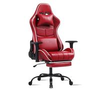 Chaise Gaming pour Adulte, Chaise de Bureau Ergonomique avec Dossier réglable, Fauteuil Gaming avec Appui-tête et Soutien Lombaire, Siege Gaming Rotatif avec Accoudoir (Rouge)