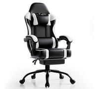 Chaise Gaming pour Adulte, Chaise de Bureau Ergonomique avec Dossier réglable, Fauteuil Gaming avec Appui-tête et Soutien Lombaire, Siege Gaming Rotatif avec Accoudoir (Normal-Blanc)