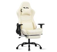 Chaise Gaming pour Adulte, Chaise de Bureau Ergonomique avec Dossier réglable, Fauteuil Gaming avec Appui-tête et Soutien Lombaire, Siege Gaming Rotatif avec Accoudoir (Beige)