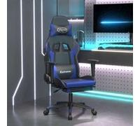 Vidaxl Chaise De Jeu De Massage Et Repose-Pied Noir Et Bleu Similicuir Multicolore