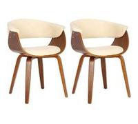 Chaise GENERIQUE - Lot de 2 - Bois et simili-cuir - H. 75 cm - Beige beige