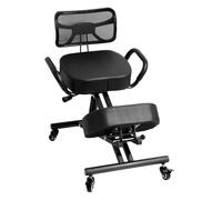 Chaise genoux, réglable, avec support dorsal et coussin en maille, repose-genoux, 4 positions, cadre stable, jusqu'à 100 kg, ergonomique, pour le bureau, l'école et la beauté