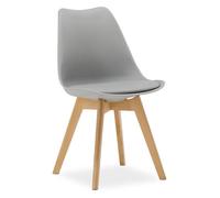 Homestyle4u 3149 Chaise avec pieds en bois, moderne, en plastique, style scandinave, pour cuisine, salon, salle à manger, cuisine, gris